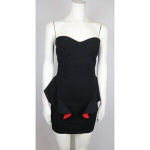 ARDEN B - BLACK STRAPLESS SHEATH PEPLUM STRETCH PARTY COCKTAIL DRESS - SIZE S